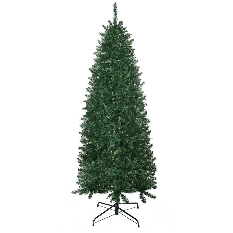 6FT Tall Unlit Slim Fir Artificial Christmas Tree with 583 Tips - Green - 6 Foot