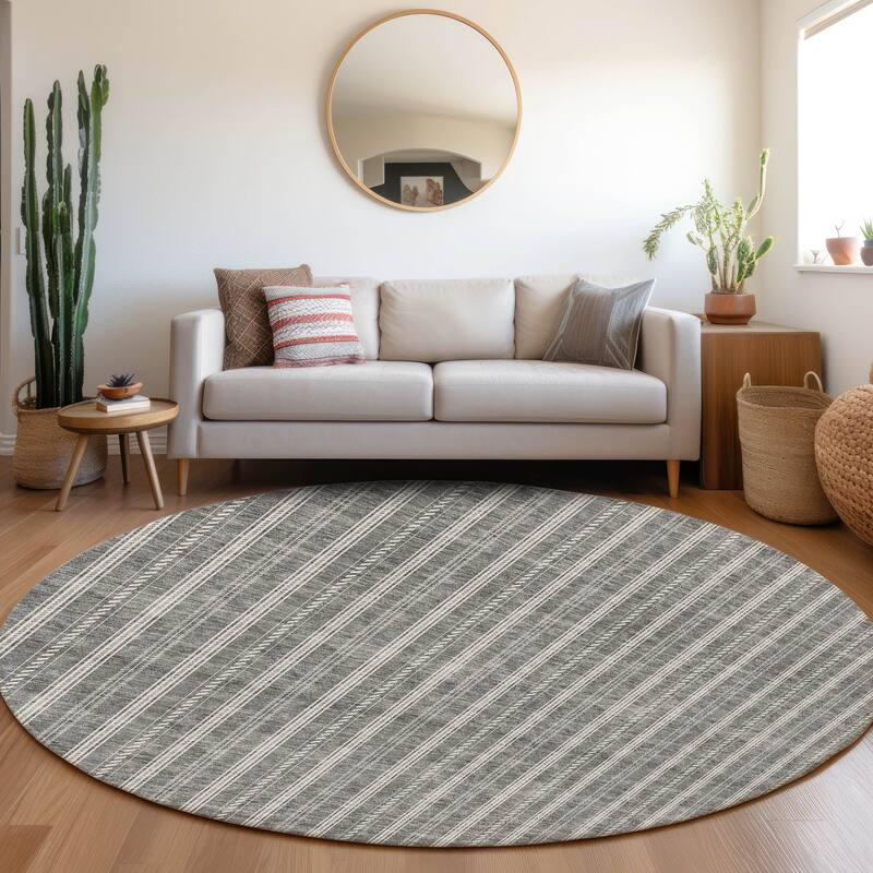 Machine Washable Indoor/ Outdoor Chantille Stripe Twist Rug