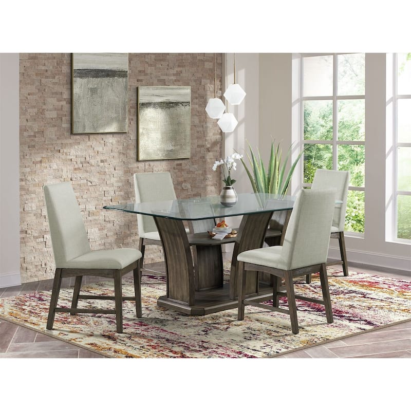 Dining Side Chairs Set of 2 - Grey Upholstered Accent Chairs - Modern Transitional Design - 38