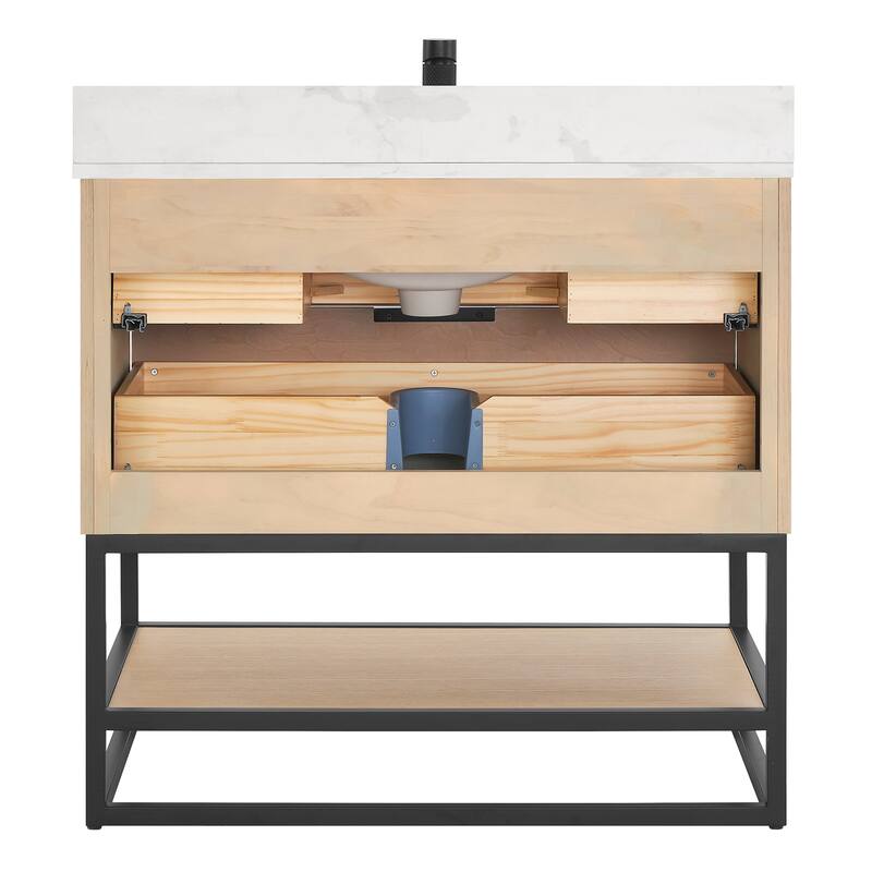 Milagro Bath Vanity with White Quartz Stone Top without Mirror