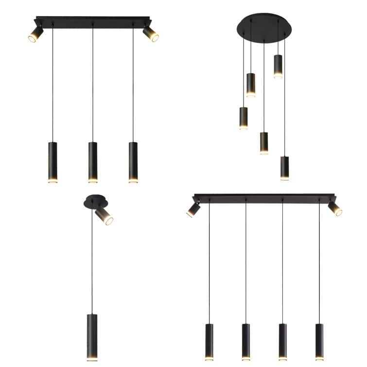 6 - Light Matte Black Kitchen Island Pendant[No Bulb]