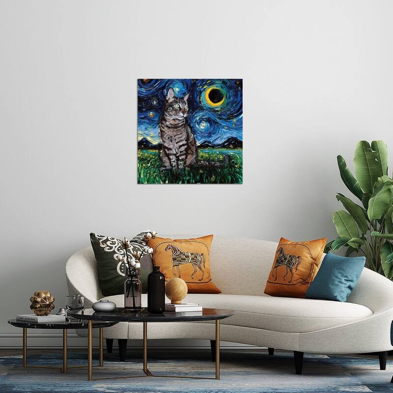 Tiger Cat Night Print On Acrylic Glass by Aja Trier