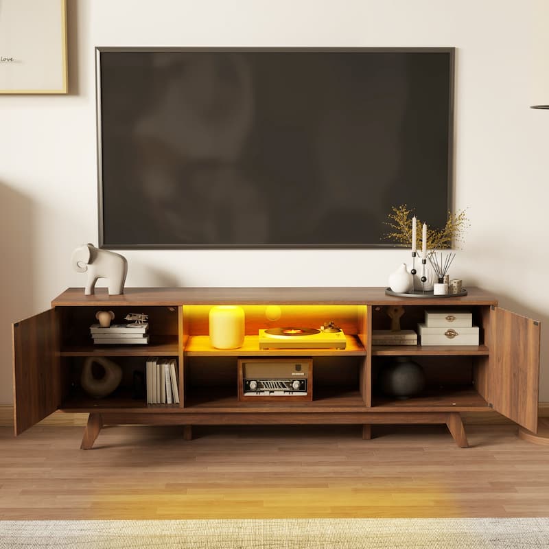 Moasis 59" Mid-Century LED Lighting TV Stand Media Console Entertainment Center for TVs up to 65 Inch