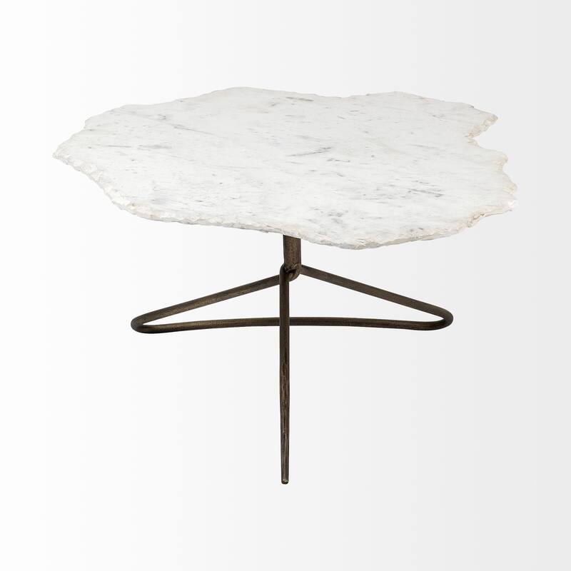 HomeRoots33" White And Gold Free Form Coffee Table - 33