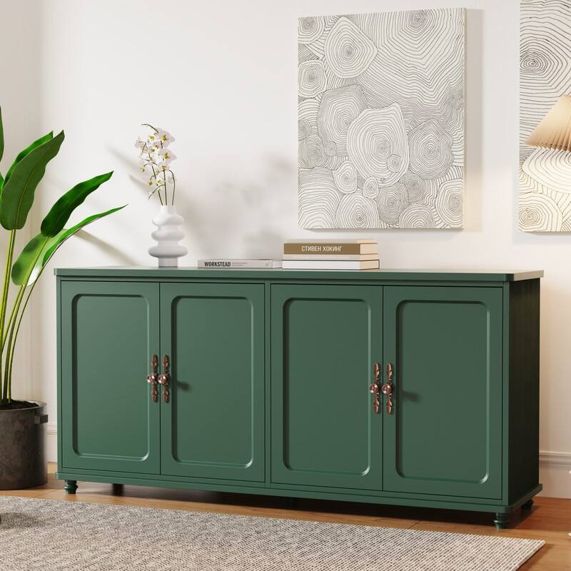 Mid Century Modern 60" Sideboard Cabinet with Adjustable Shelves and 4 Doors