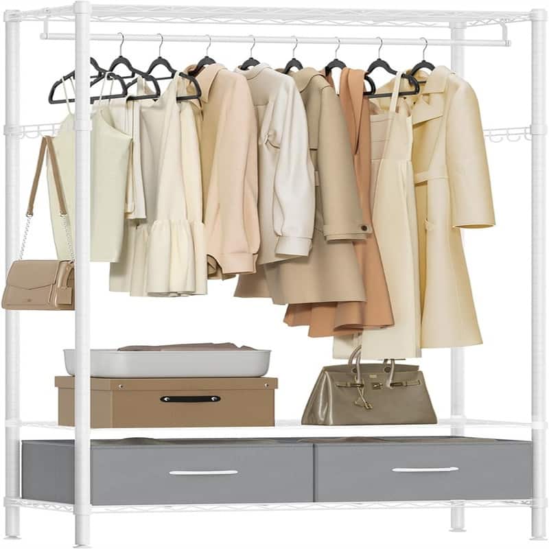 Clothes Rack with Mesh Shelf - 15.8"D x 35.4"W x 70.9"H