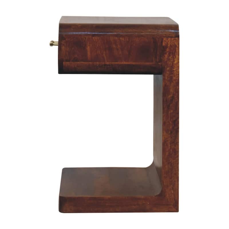 HomeRoots 22" Chestnut Solid Wood One Drawer Nightstand With Floor Shelf