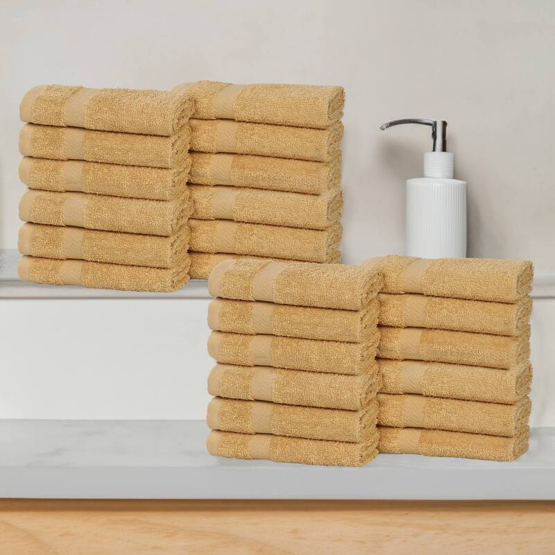 Superior Franklin Cotton Lightweight Face Towel Washcloth Set of 24 - Gold