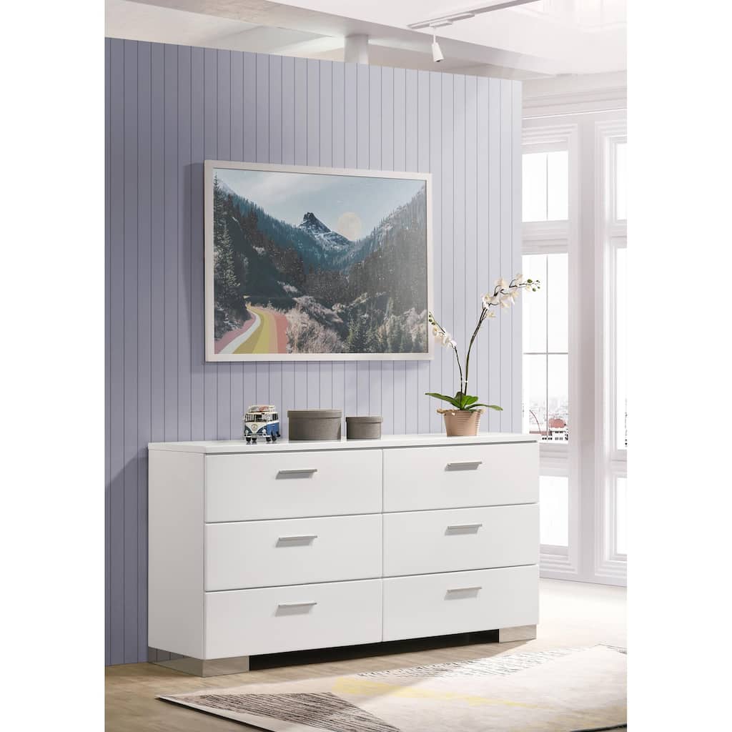 Felicity 6-drawer Wood Dresser White High Gloss