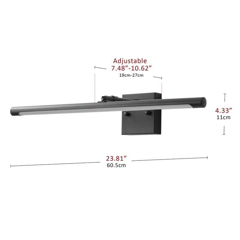 Matte Black Linear LED Rotatable Wall Mount Bathroom Vanity Light