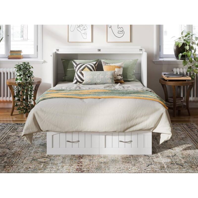 Murphy Bed Chest with Storage & USB Charger - Space Saving Bed Furniture