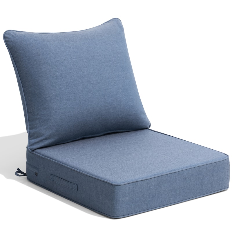 24''Wx24''Dx20''H Patio Premium Sunbrella Outdoor Seat Cushions Set (Seat & Back) - 1PC - SpectrumDenim