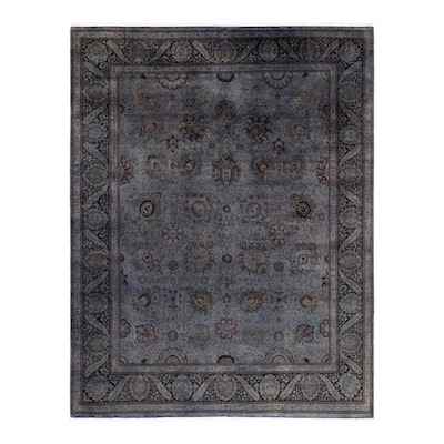 Overton Hand Knotted Wool Vintage Inspired Modern Contemporary Overdyed Gray Area Rug - 8' 2" x 10' 5"