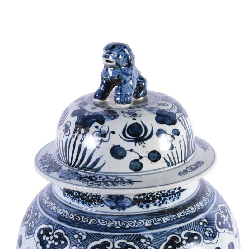 Blue and White Fish Temple Jar