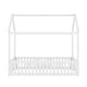 preview thumbnail 10 of 10, Full Size House Bed with Fence, Door, and Distressed Finish - Durable Pine Wood, White