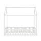 preview thumbnail 18 of 42, Fun House Platform Bed with Fence and Door, Wooden Floor Bed Frame with Roof, Distressed Washed Finish,for Kids Girls Boys