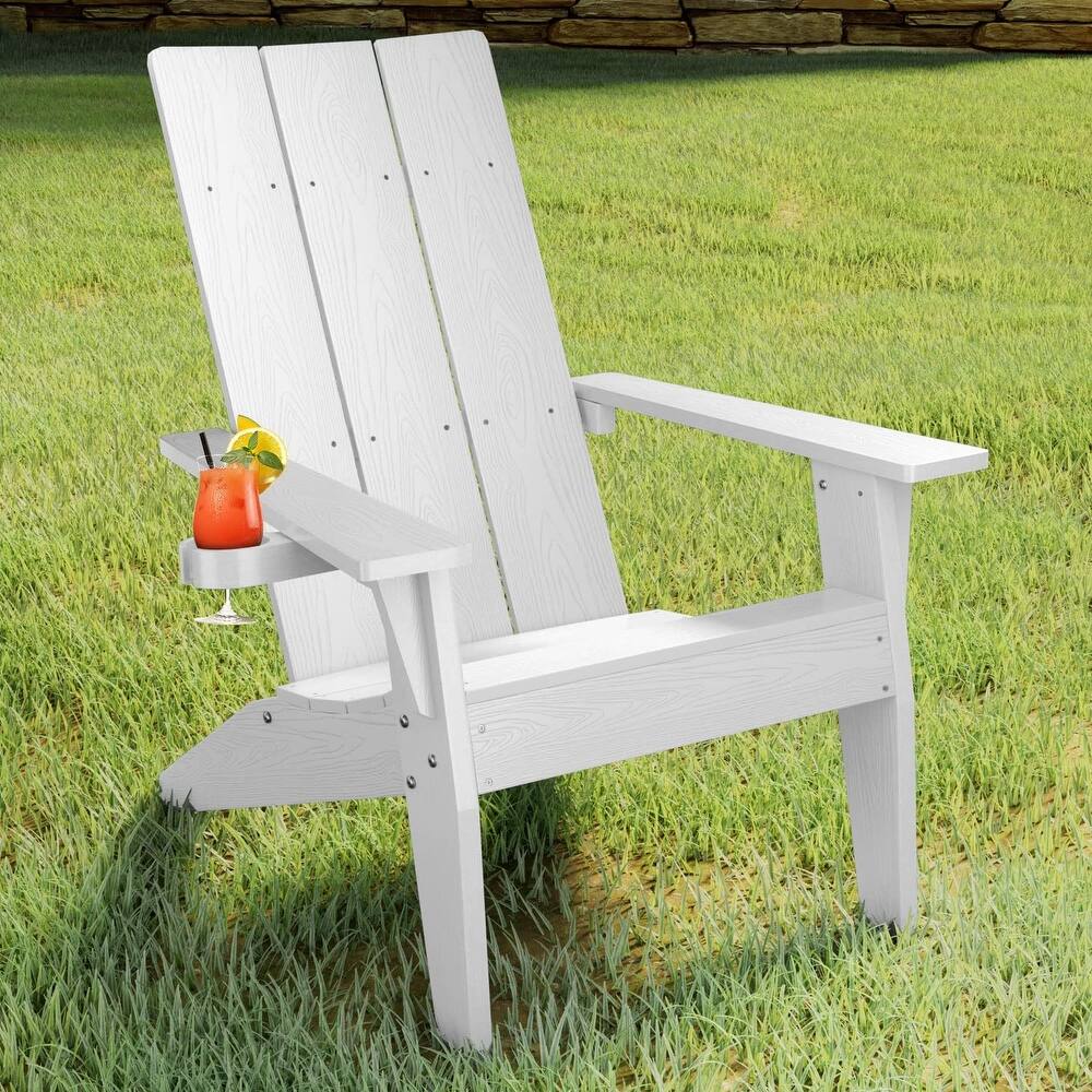 Adirondack Chair with Cup Holder Weather resistant Garden Patio Chair by WINSOON