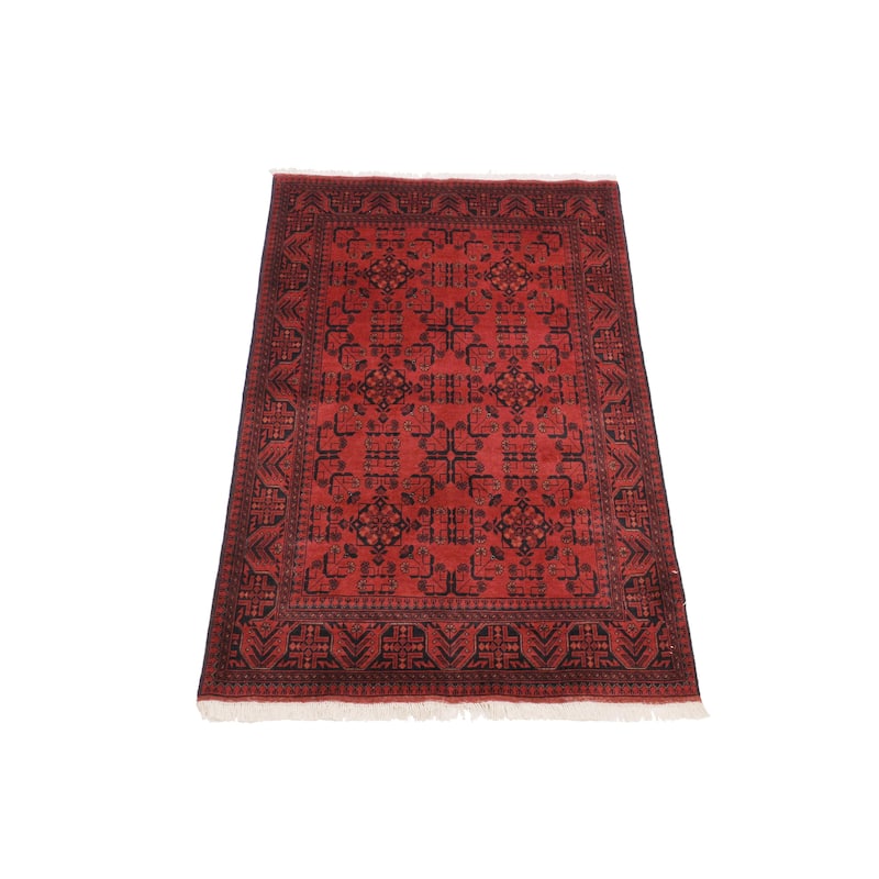 Rustic Biljik Khal Mohammadi Joy Red/Black Rug - 4'2'' x 6'4''