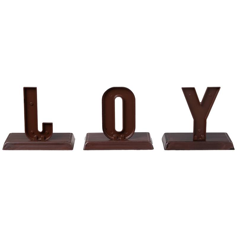 Set of 3 Red Black Buffalo Plaid "JOY" Christmas Stocking Holder 6"