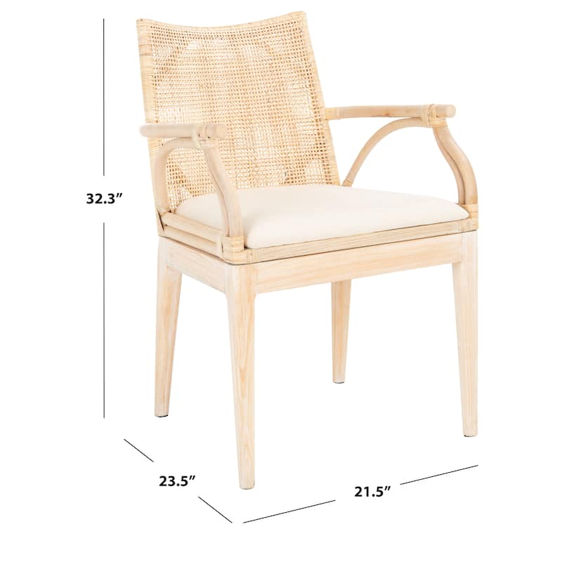 SAFAVIEH Gianni Tropical Coastal Cushion Arm Chair - 21.5" W x 23.5" L x 32.3" H