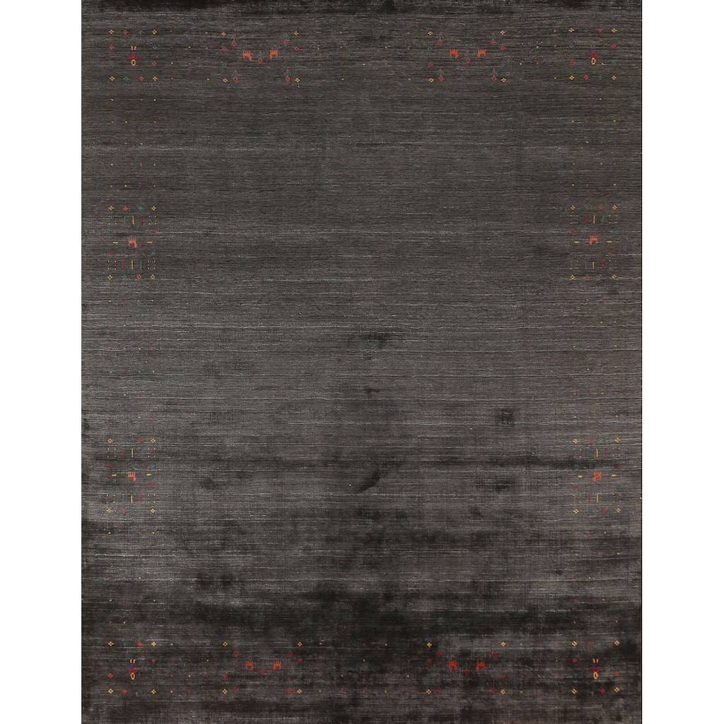 Gabbeh Area Rug Handmade Tribal Wool Carpet - 8'2" x 9'9"