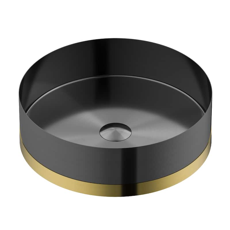 Karran USA CCV350 Cinox 15-3/4" Circular Stainless Steel Vessel - Gunmetal Grey / Gold