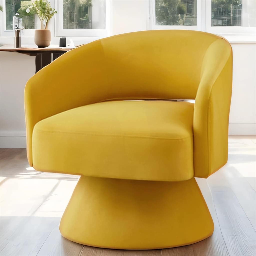 Swivel Barrel Chair, Upholstered Velvet Round Accent Chairs,360 Degree