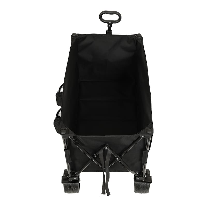 Foldable Extended Wagon With 480lbs Weight Capacity,Garden Cart With Big Beach Wheels & Drink Holders,Side Pocket And Brakes