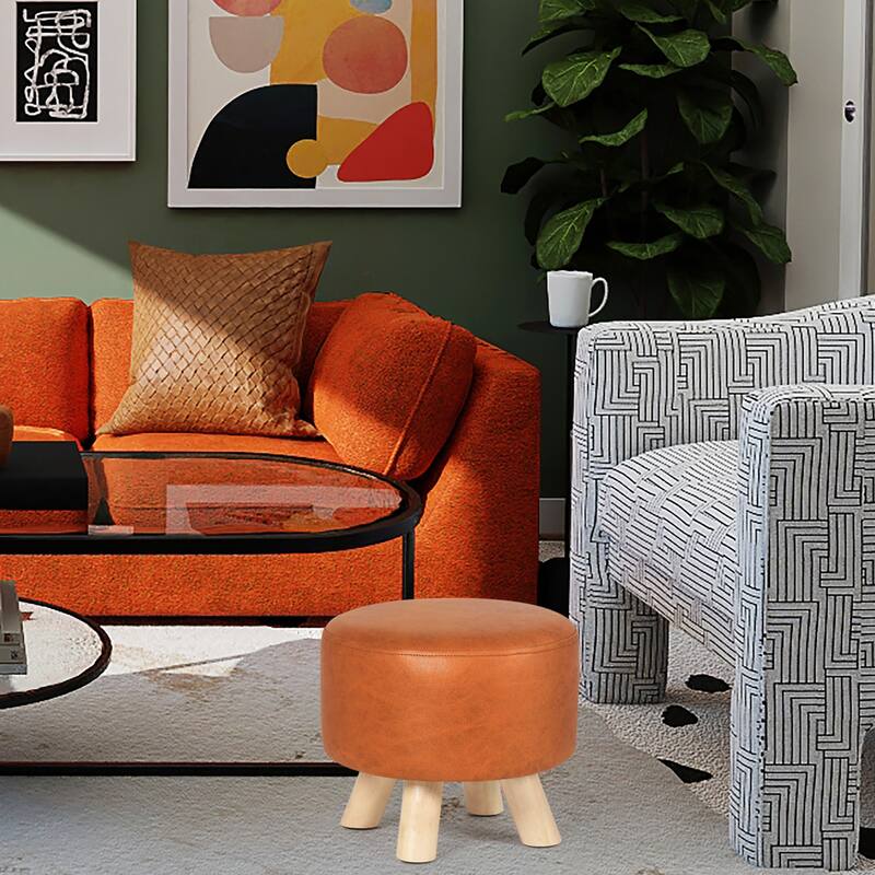 Adeco Foot Rest Ottoman Pet Stool - Dark-Orange-Fabric