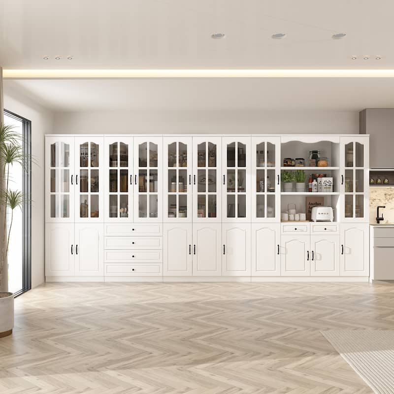 Home Office Storage Solution White Bookshelf, Pantry, and Display Unit