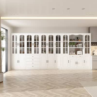 Home Office Storage Solution White Bookshelf, Pantry, and Display Unit