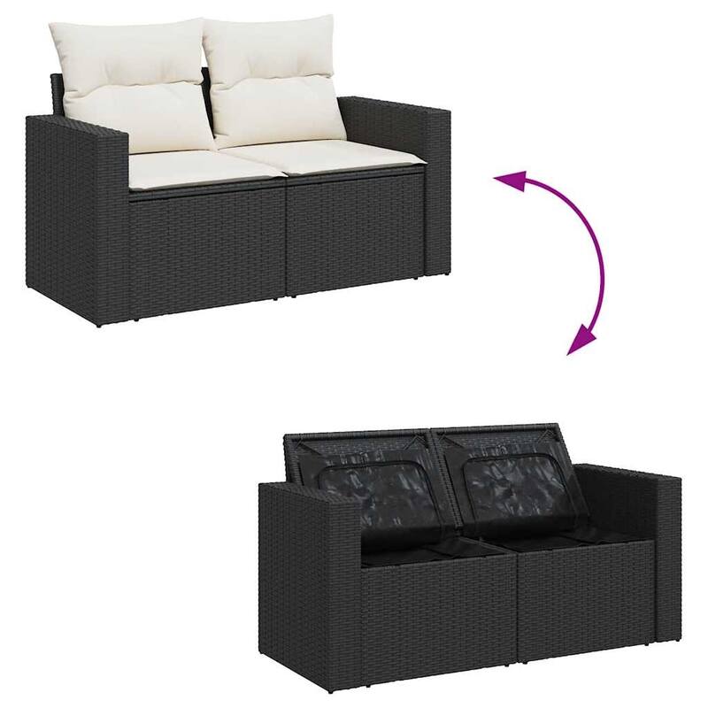 vidaXL Patio Sofa Set with Cushions Modular Outdoor Seating 8 Piece Poly Rattan - 21.7 x 39.4 x 28.7