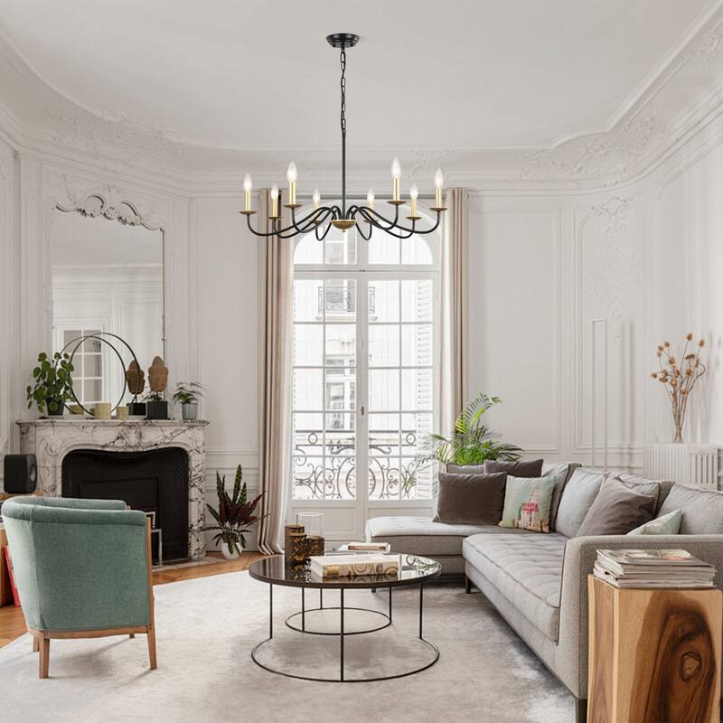 8-Light Farmhouse Candle Chandelier for Bedroom, Kitchen, Living Room and Foyer