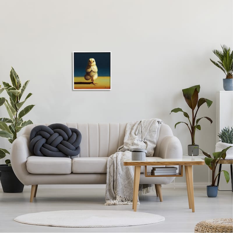 Stupell Yellow Chick Meditating Yoga Pose Animal Fitness Framed Wall Art, Design by Lucia Heffernan