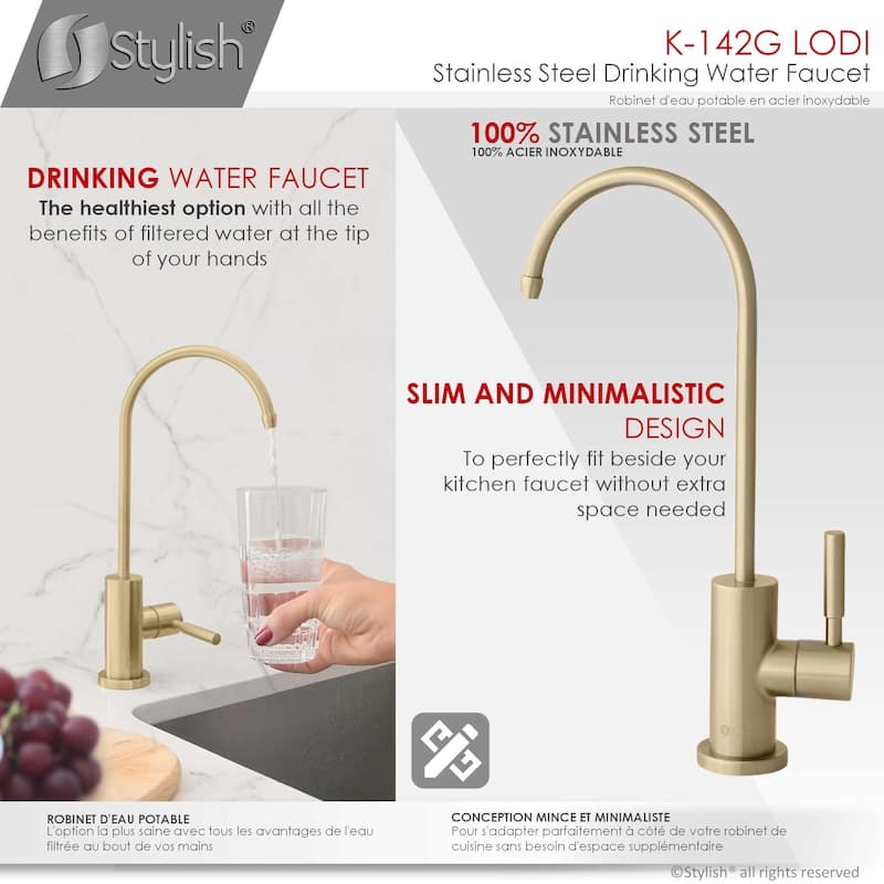 Single Handle Pull Down Kitchen Faucet with Cold Water Tap in Gold