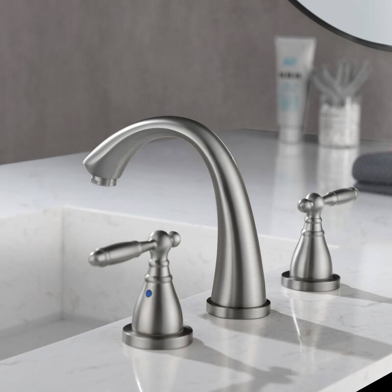 Widespread Bathroom Sink Faucet 3 Holes 8 Inch Bathroom Faucets Two Handle Modern Elegent Lavatory Basin Vanity Taps With Valve