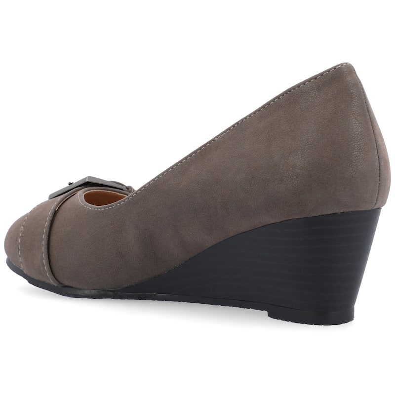 Journee Collection Women's Graysn Comfort Insole Slip On Round Toe Wedge