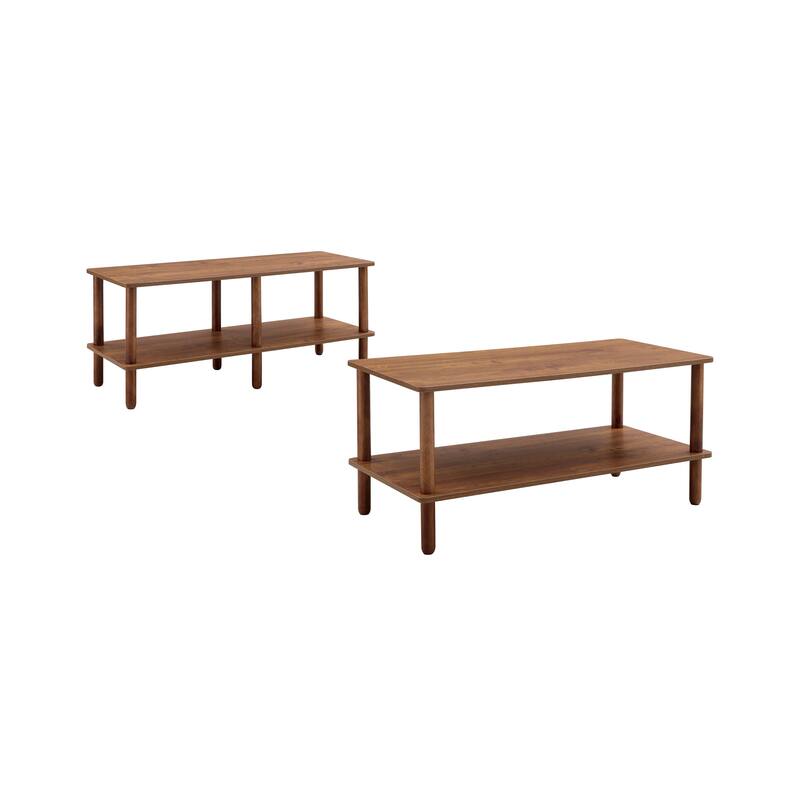 Coffee table&TV stand sets - Walnut Brown