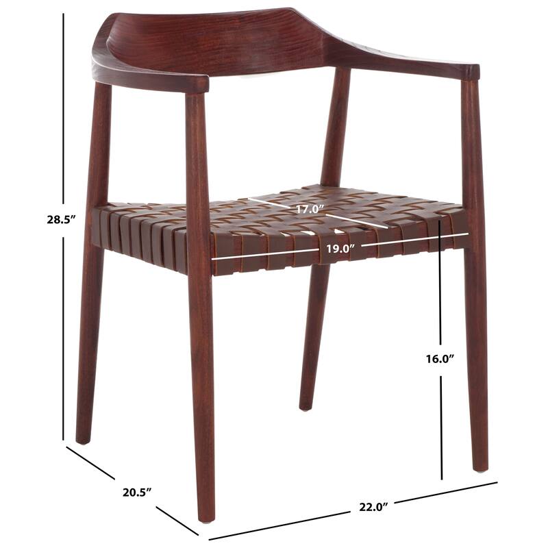 SAFAVIEH Diana Solid Wood & Leather Accent Chair (Fully Assembled) - W22" x D21" x H29" - 22Wx21Dx29H