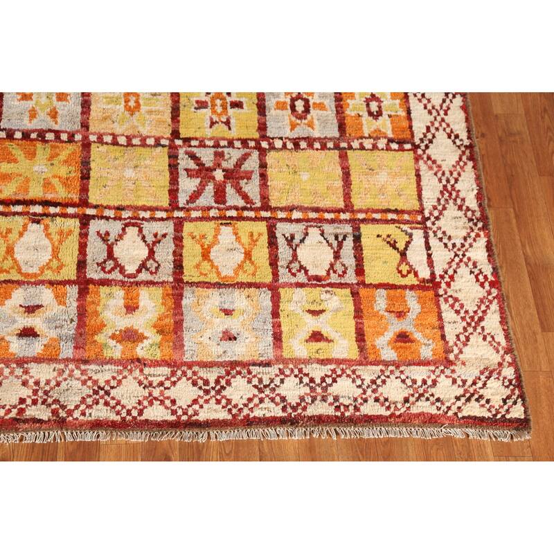Geometric Moroccan Oriental Rug Handmade Multi-Color Wool Carpet - 6'7" x 9'9"