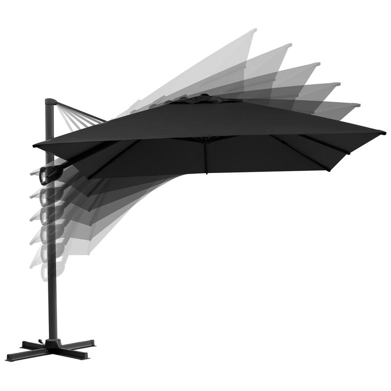 9 x11 FT LED Lighted Patio Cantilever Umbrella Double Top with Weighted Base