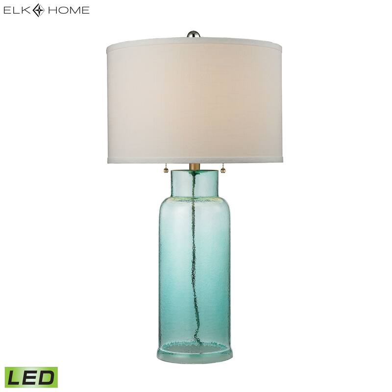 Seafoam Green Water Glass Bottle Table Lamp - LED