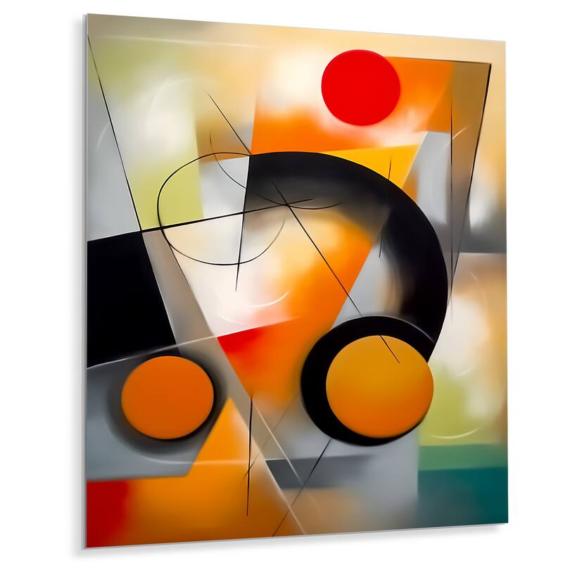 Designart "Abstract Shapes And Line Artwork III" Abstract Metal Wall Art