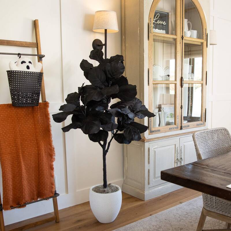 4-ft Artificial Halloween Black Fiddle Leaf Tree