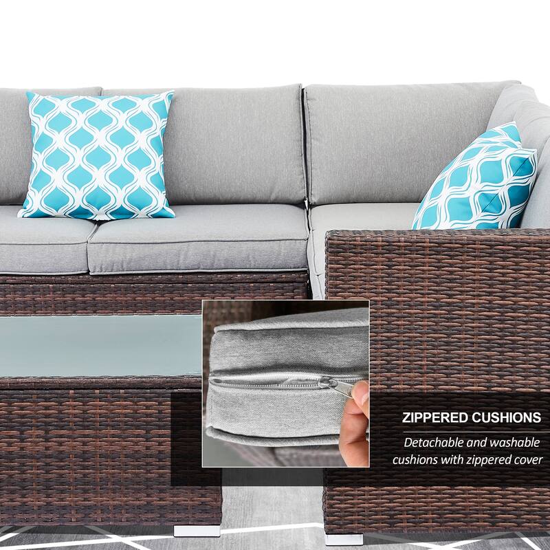 Tappio 4-Piece Outdoor Wicker Sectional Sofa Set with Waterproof Cover