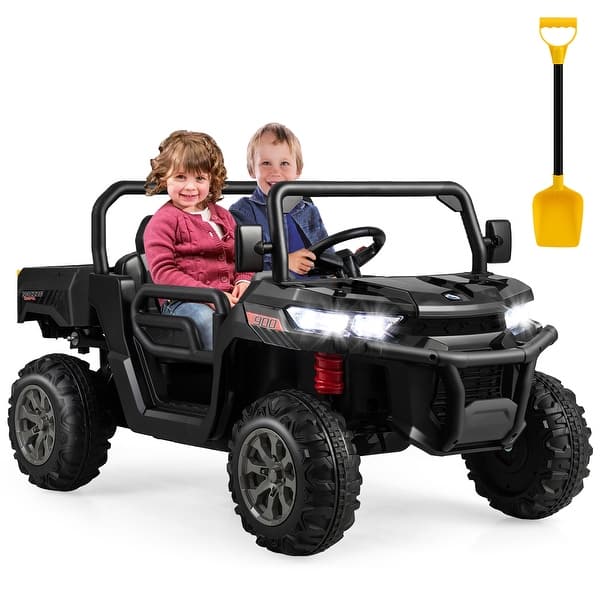 slide 2 of 36, Gymax 24V Kids Ride On Dump Truck 2-Seater Electric Truck w/ Remote Black