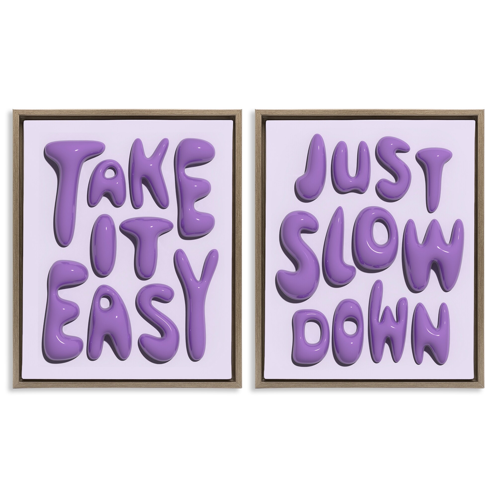Stupell Slow Down Take It Easy Framed Floater Canvas Wall Art Design By Victoria Barnes (Set of 2)