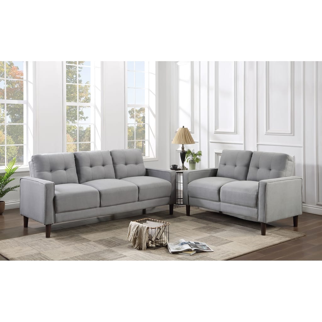 Bowen Upholstered Track Arm Tufted Sofa Set
