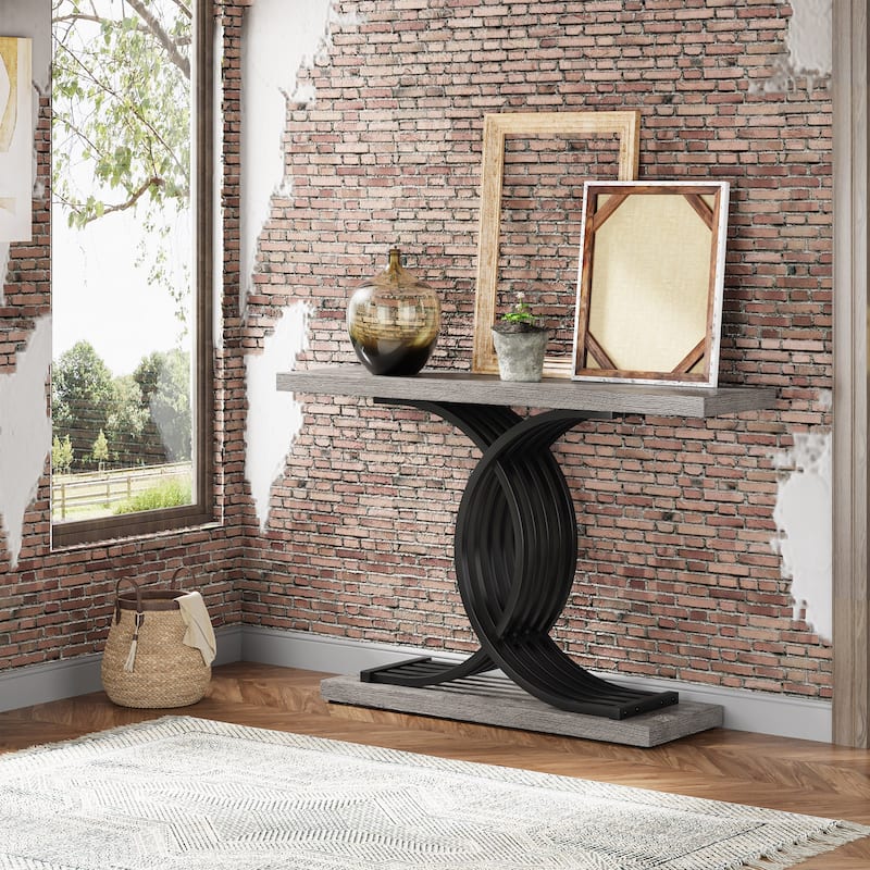 Console Table, Entryway Table with Geometric Legs, Sofa Table - 11.81"D x 39.37"W x 31.49"H