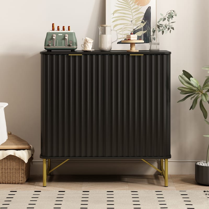 Clihome Modern MDF 2-Door Accent Sideboard - Black